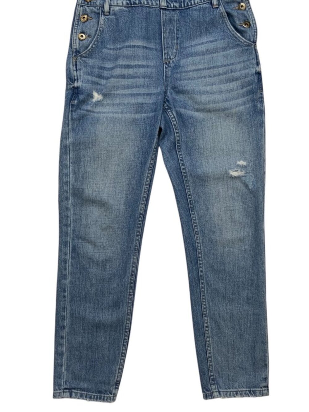 Pistola Bailey Denim Overall XS Blue Straight Leg Distressed - Picture 14 of 16